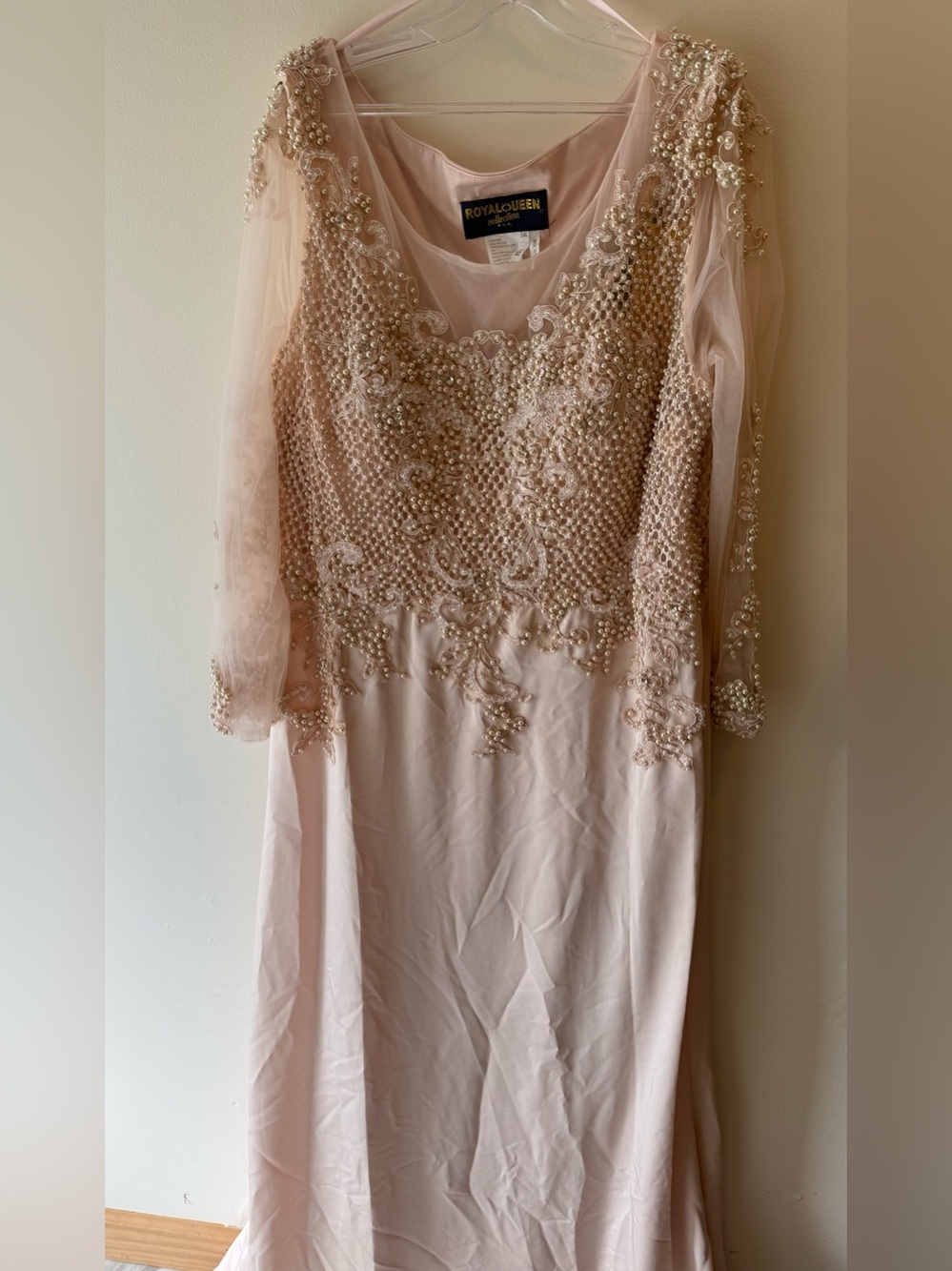 RoyalQueen Collection Beaded Blush Evening Dress - Picture 2 of 6